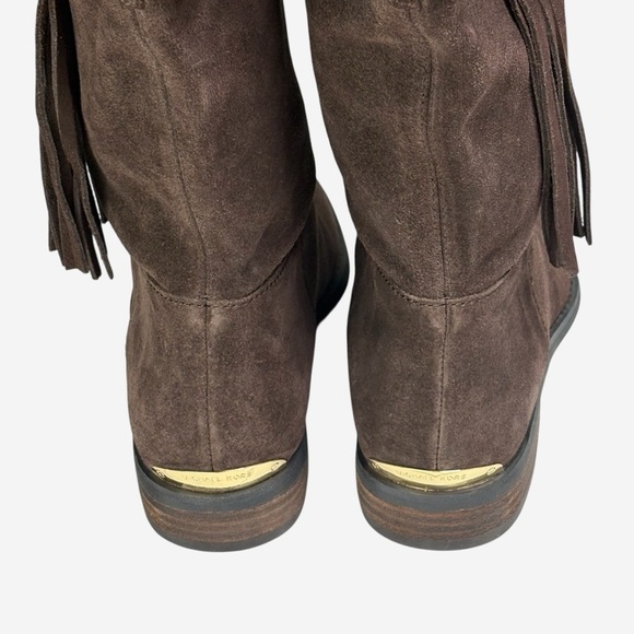 Michael Kors Rhea Fringe Brown Suede Bootie Boot 7.5M - Picture 5 of 8